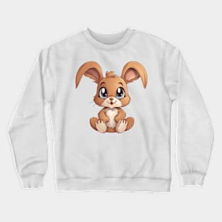 Cute Cartoon Brown Baby Bunny Rabbit Illustration Crewneck Sweatshirt
